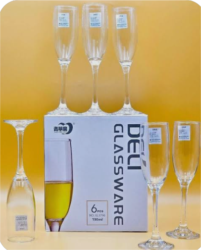 Red Cherry Champagne Glass Set - 6 Pieces (330ml)