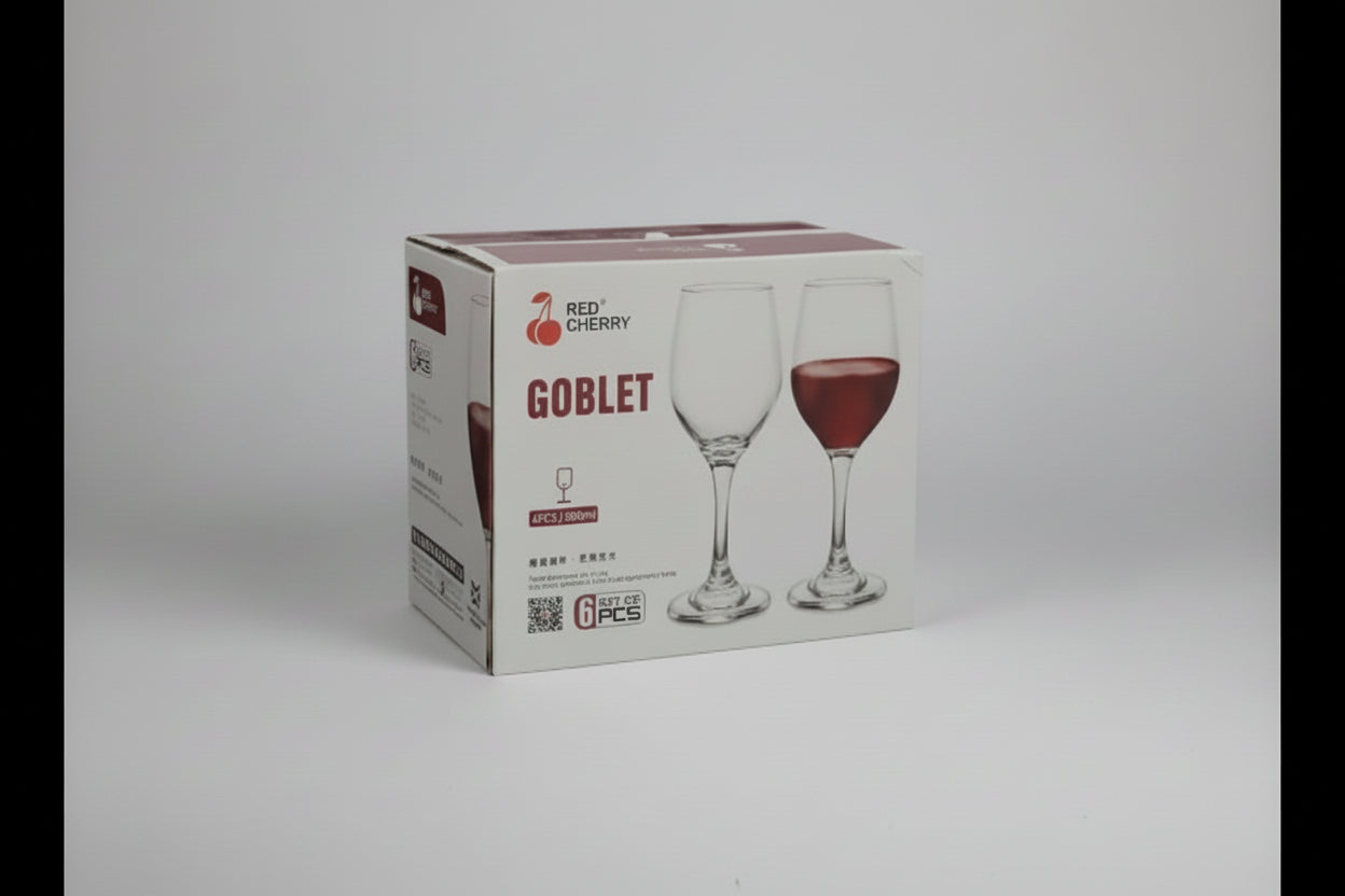 Seti y'ikirahure cya divayi itukura ya Cherry - Ibice 6 (Uburyo bwo gupfunyikaho 330ml)