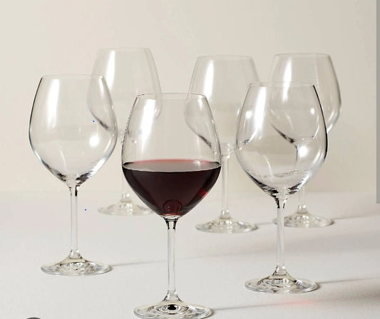 Red Cherry Wine Glass Set - 6 Pieces (330ml Goblet Style)