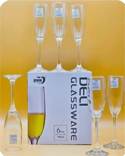 Red Cherry Champagne Glass Set - 6 Pieces (330ml)