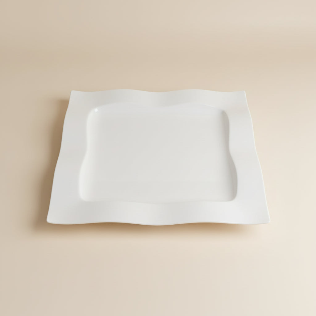 White square object on a red stool with a blurred background