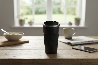 black travelling mug 