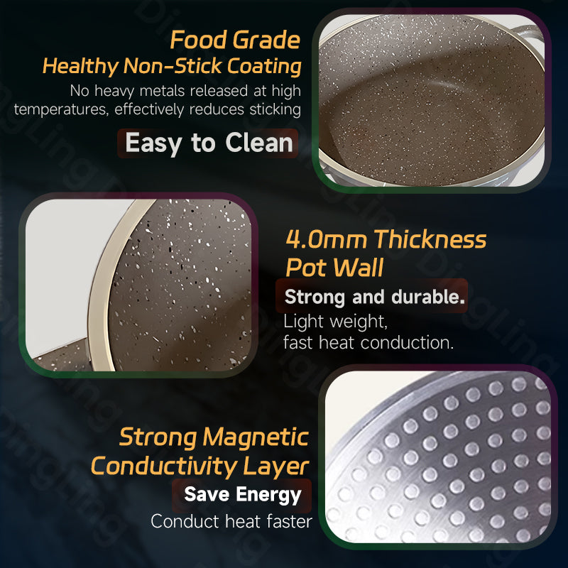 Granite Non-Stick Cooking Pot Set with Glass Lids – 5 Piece