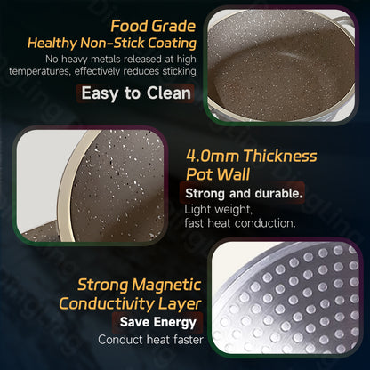 Granite Non-Stick Cooking Pot Set with Glass Lids – 5 Piece