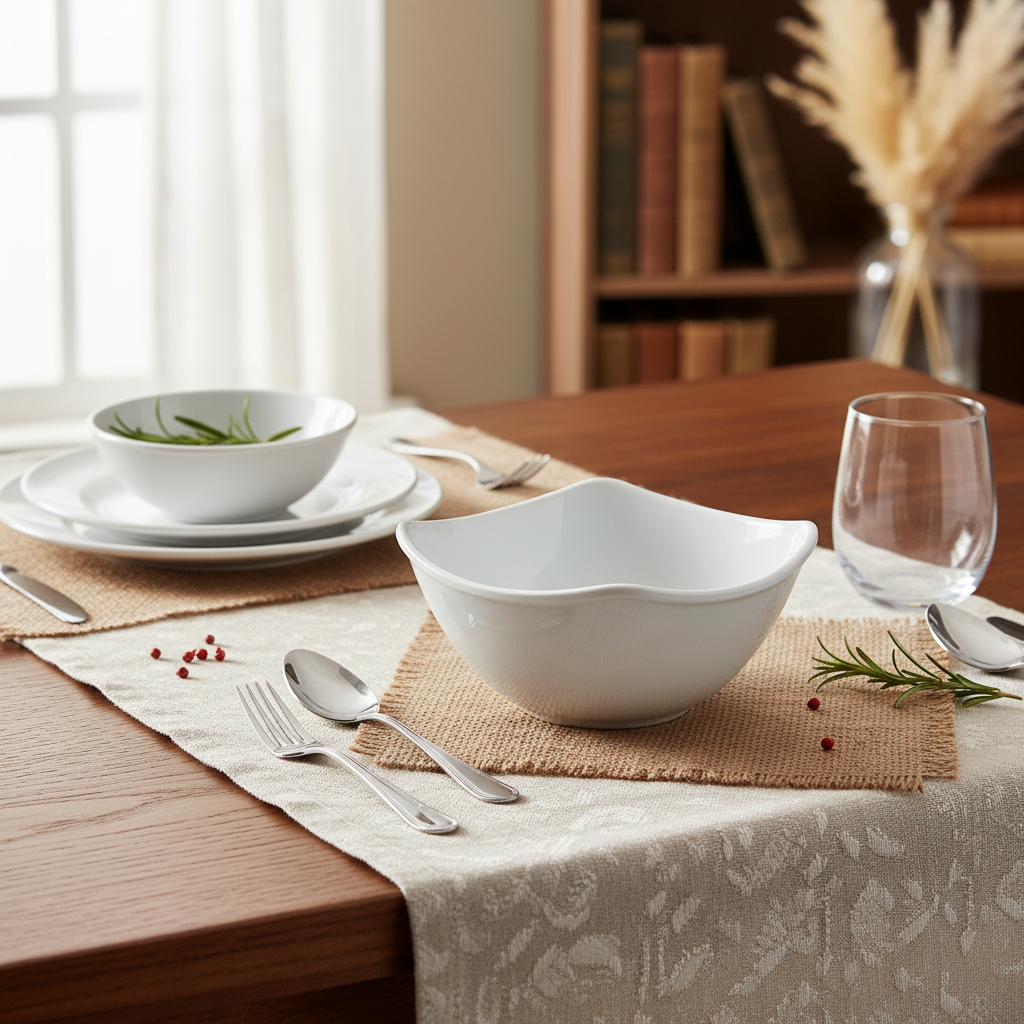 Modern Square Melamine Serving Bowls - Set of 6