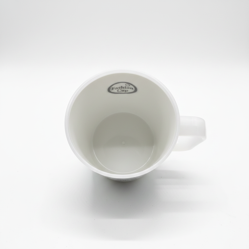 Fashion Cup white ceramic mug – clean white background top view