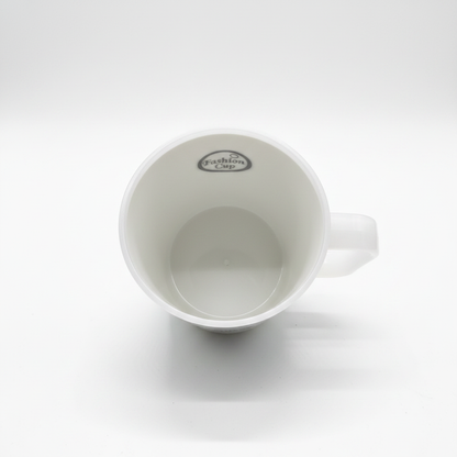 Fashion Cup white ceramic mug – clean white background top view