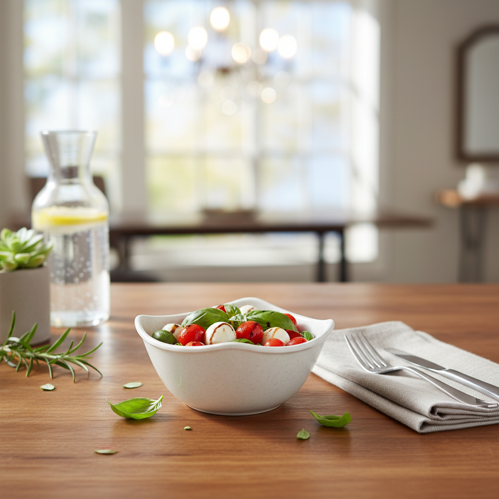 Modern Square Melamine Serving Bowls - Set of 6