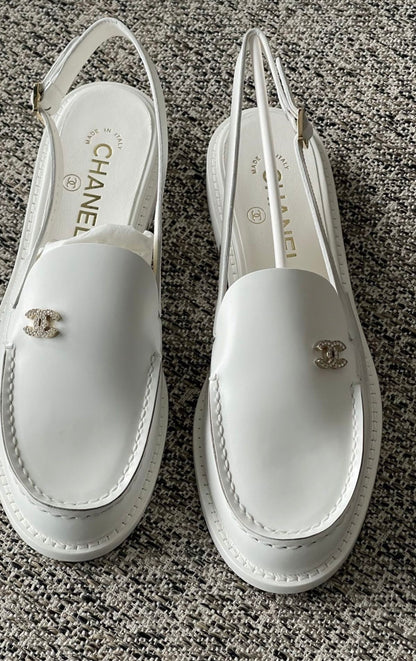CC Emblem Slingback Loafer Flats