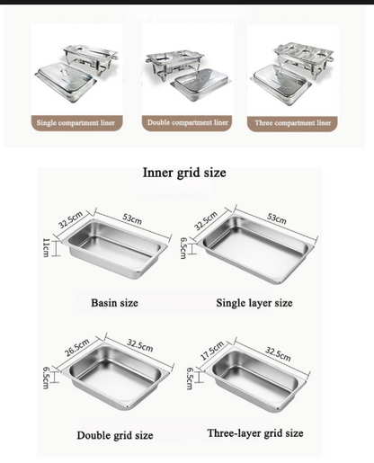 Chafing Dish - 3 Capacities (9L/11L/12L) - 1/2/3 Grid Options