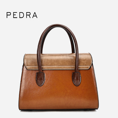 Pedra 3016 Structured Leather Handbag with Twist Lock