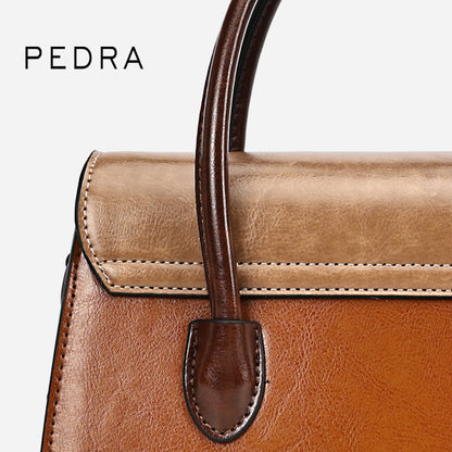 Pedra 3016 Structured Leather Handbag with Twist Lock
