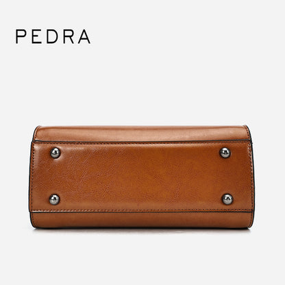 Pedra 3016 Structured Leather Handbag with Twist Lock