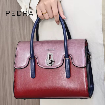 Pedra 3016 Structured Leather Handbag with Twist Lock