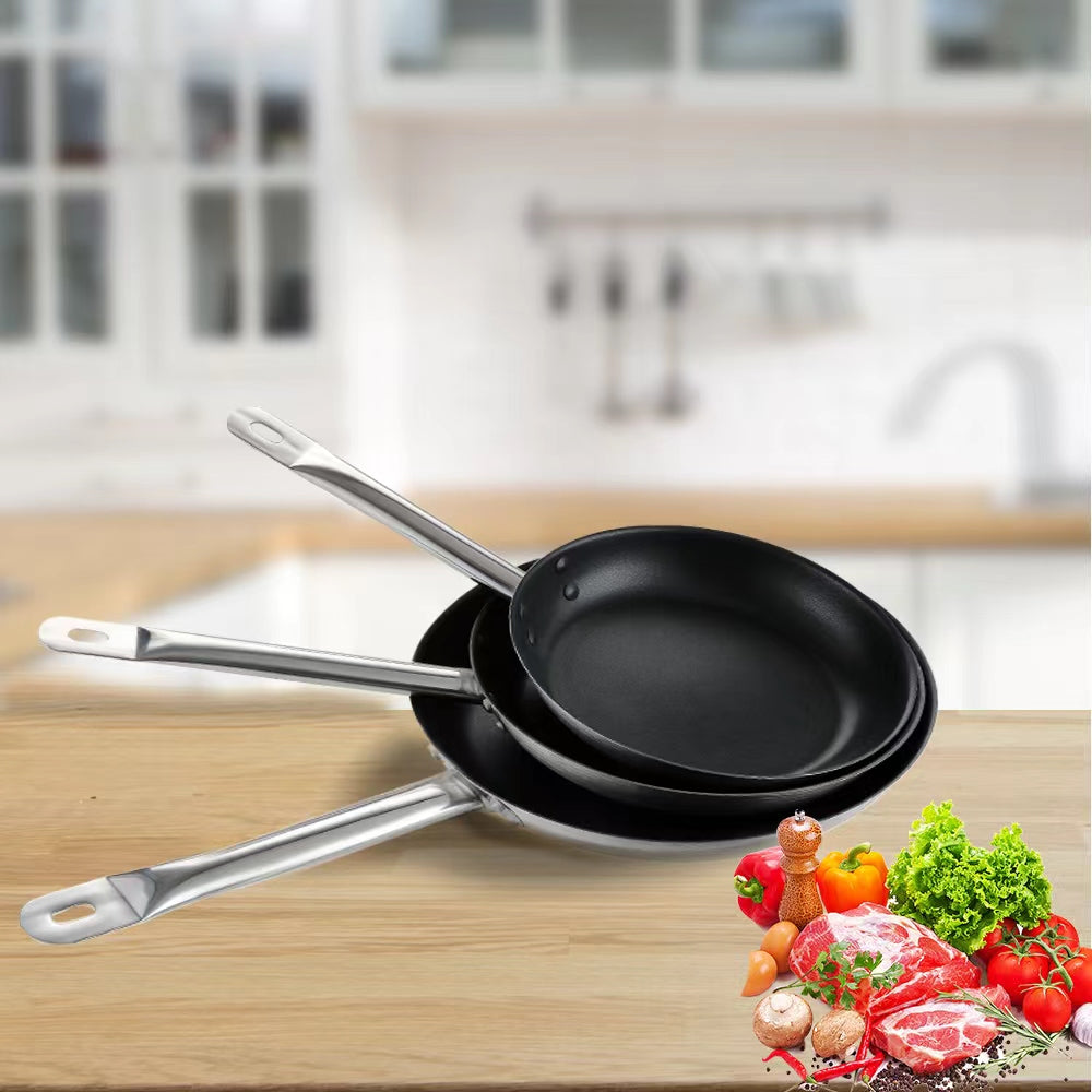 Professional Stainless Steel Frying Pan - Multiple Sizes