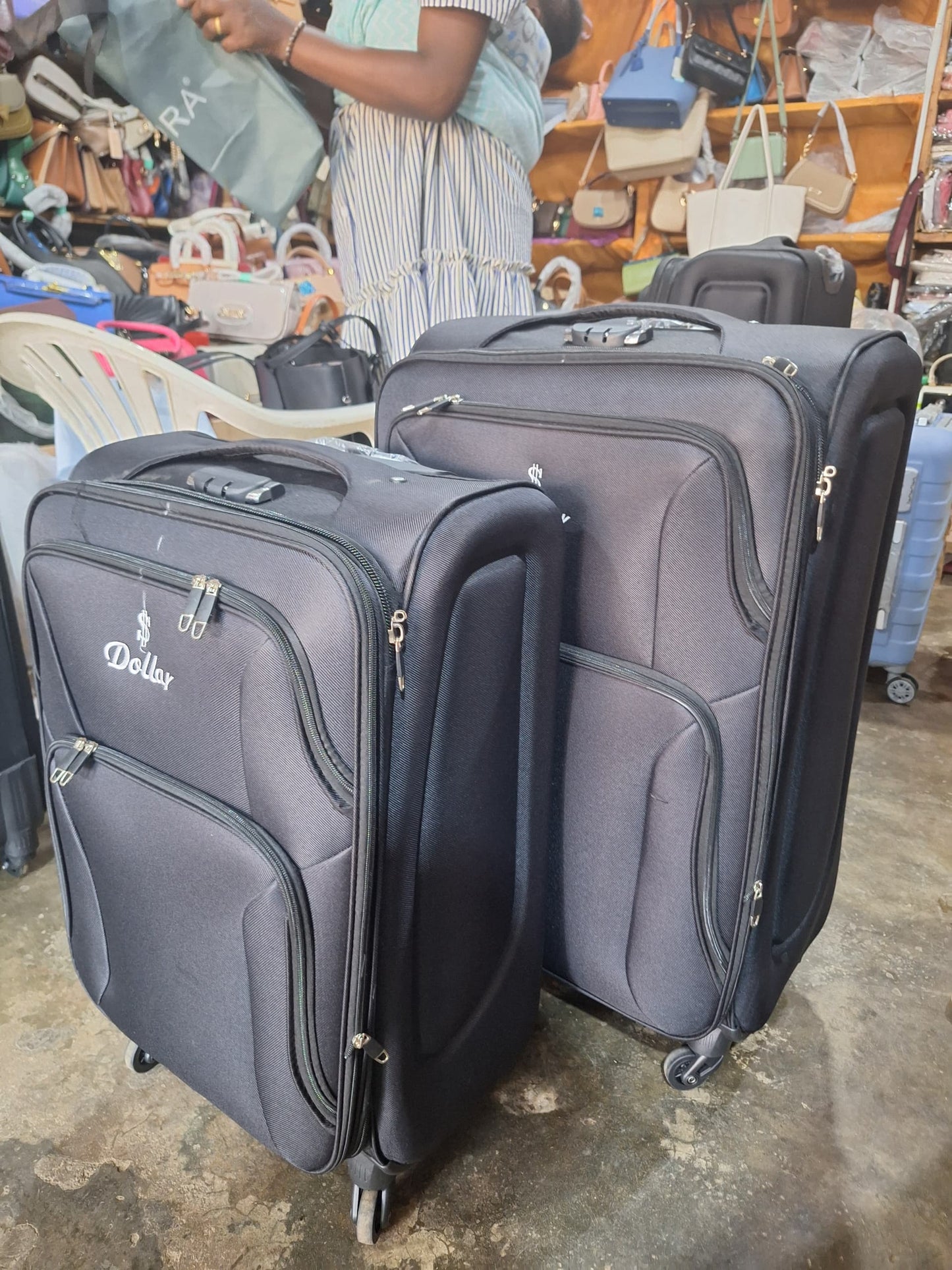 Dollar 4-Piece Soft-Shell Luggage Set – Black