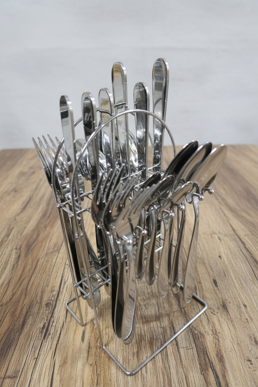 Stack of metal hooks on a blurred background