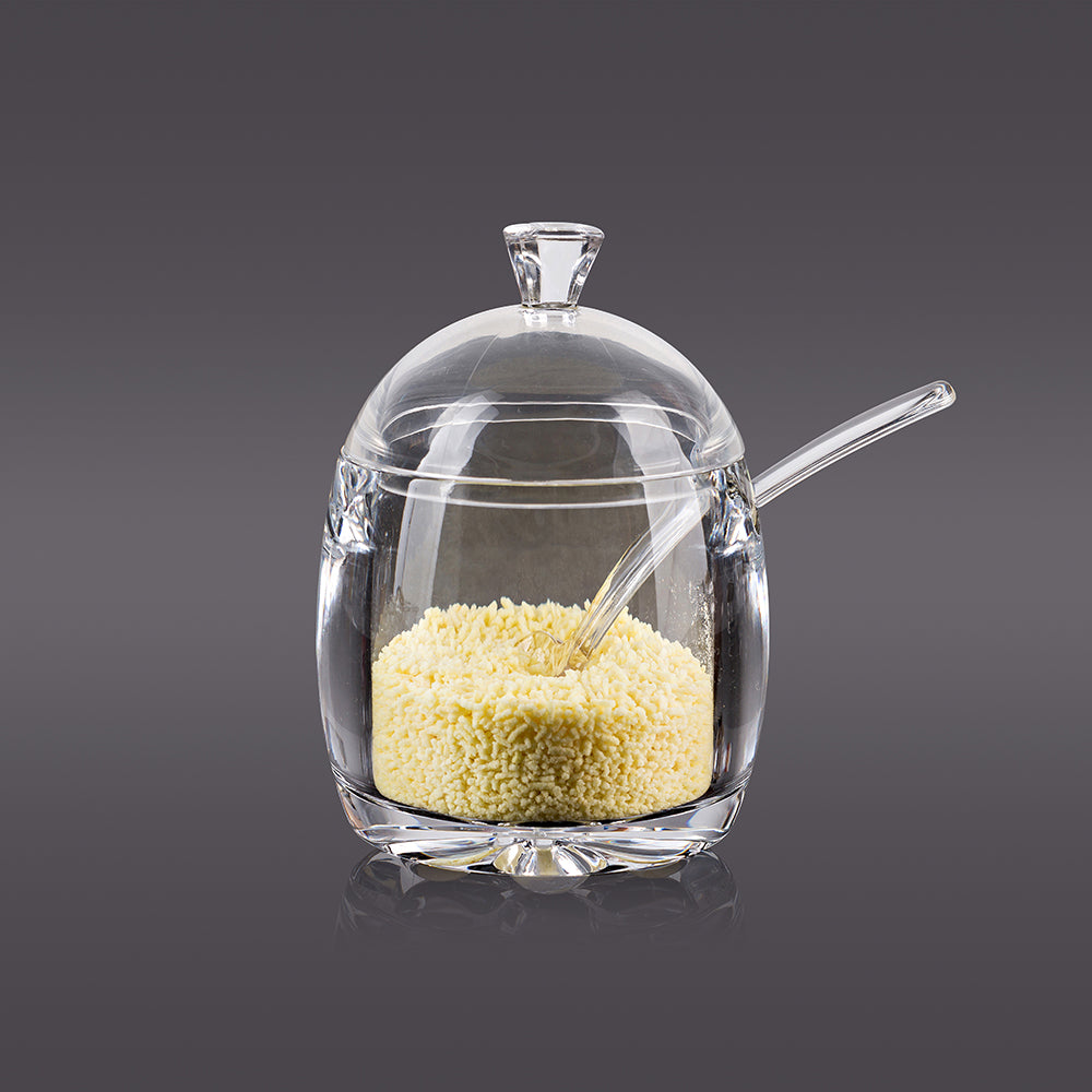 Crystal Clear Melamine Condiment Set – 3-Piece (2 Jars & Tray)
