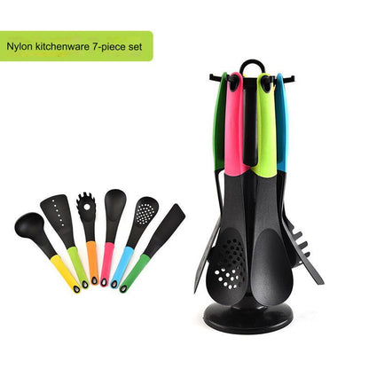 Colorful 7-Piece Kitchen Utensil Set with Rotating Stand