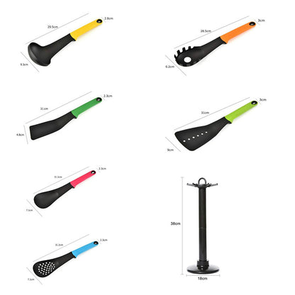Colorful 7-Piece Kitchen Utensil Set with Rotating Stand