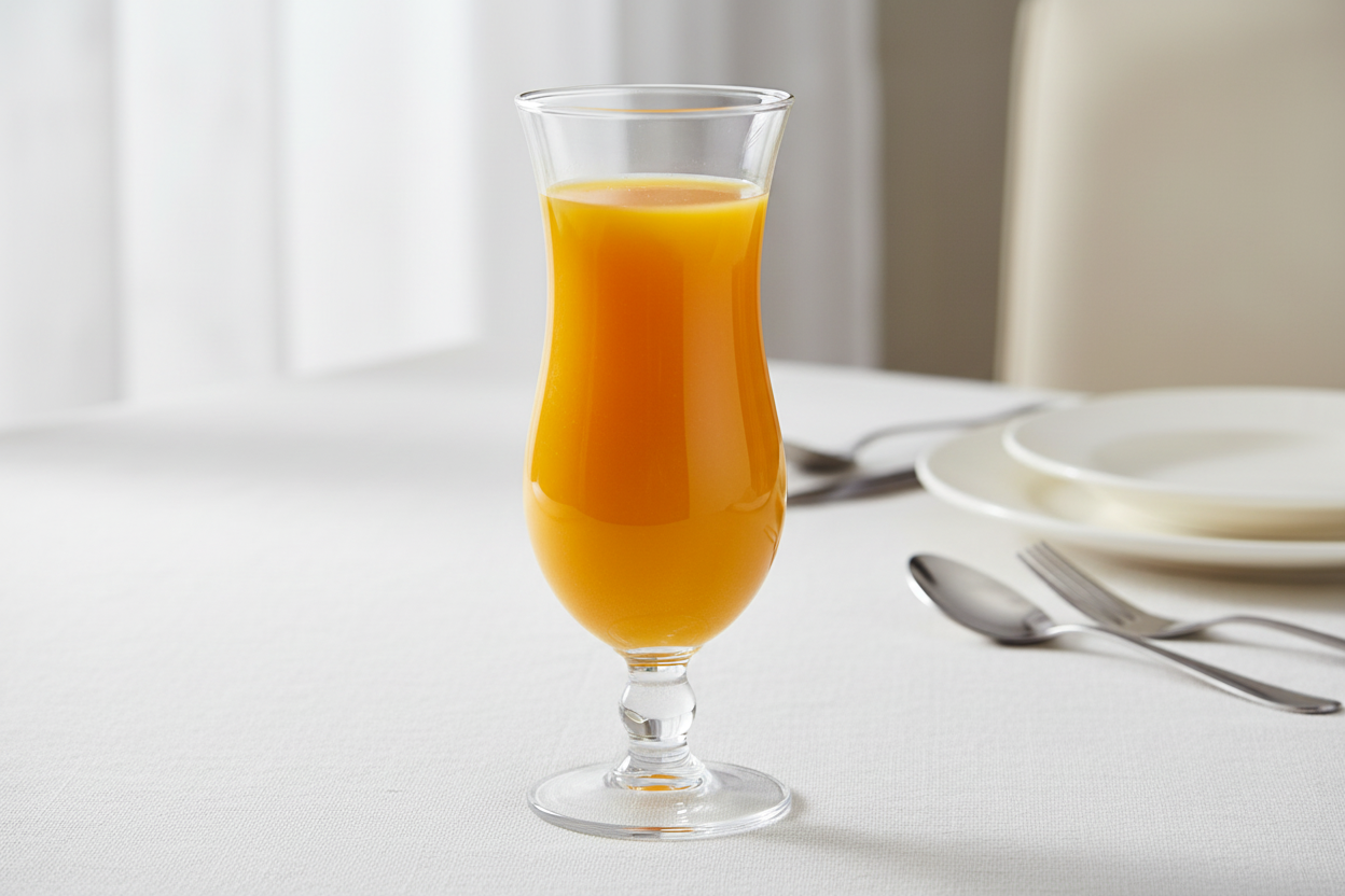 mango juice in tulip glass