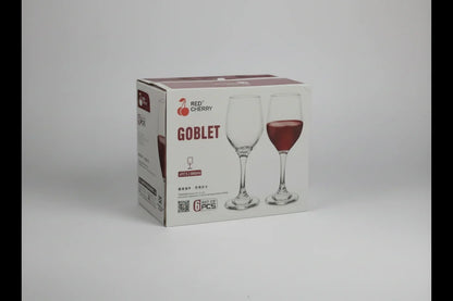 Red Cherry Wine Glass Set - 6 Pieces (330ml Goblet Style)